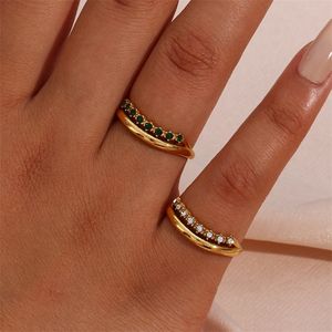 Bandringen roestvrijstalen sieraden in trend micro verhard bruiloftsfeest met meerdere laags voor bruidsgouden kristallen ring 230215