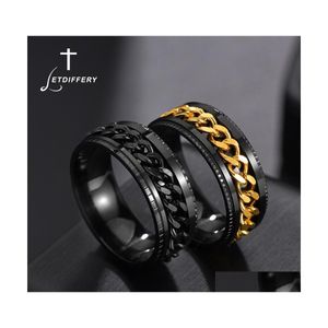 Anillos de banda Joyer￭a giratoria de anillo de acero inoxidable para hombres y mujeres Dhwfo