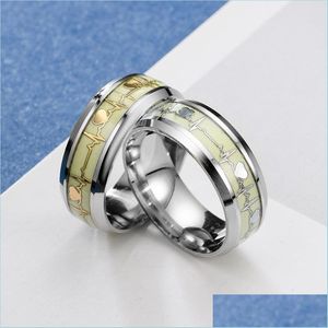 Bandringen roestvrijstalen ringen gloedliefhebbers sieraden ornamenten ring valentines dag geschenken armband hartvormige mannen vrouwen drop levering dhk3d