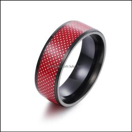 Anneaux de bande en acier inoxydable brillant Spot anneaux bandes contraste couleur noir anneaux pour femmes hommes mode bijoux livraison directe Dhrez