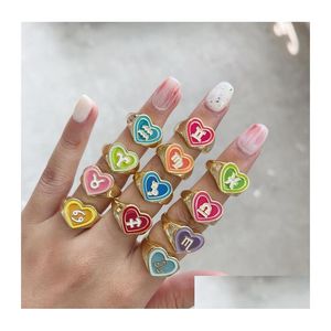 Bande Anneaux Étoile Signe Du Zodiaque Anneau Bonbons Couleur Cuivre Matériel Double Amour Coeur 12 Constellation Pour Femmes Filles Bijoux De Mode Drop Dh62O