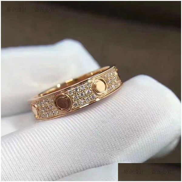 Bands Anneaux Starry Ring Love Nail Designer pour femmes Titanium Steel Rose Gold Sier plaqué avec FL Diamond Man Engagement Gift 4 5 6 mm OTR9O