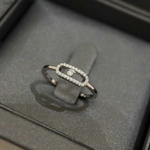 Bandringen Sterling Sier Womens Ring.Klassieke Franse sieraden.Een bewegende diamant.Exquisite Nieuwjaar Giftq240330