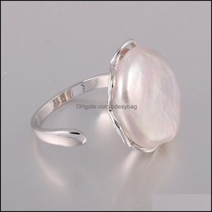 Anillos de banda Estilo Base de cobre Circar Anillo de perlas de agua dulce para mujeres elegantes Amor Regalo romántico Entrega directa 2021 Bdesybag Dhtpk