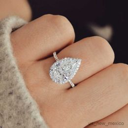Band Rings Style Pear Shape Engagement Ring Silve Color Wedding Trends Fancy Cubic Zirconia Jewelry Birthday