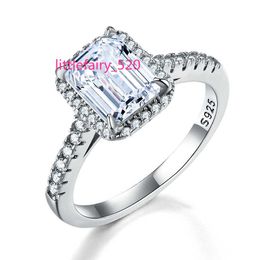 Band Ringen Stylever Emerald Cut Rechthoek Moissanite Diamond Trouwringen voor Vrouwen 925 Sterling Zilver Engagement Luxe Kwaliteit Sieraden