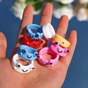 Bandringen Zomer Fashion Cute Frog Polymer Clay Resin Acryl voor vrouwen Girls Paar Travel Animal Jewelry Gift Y23