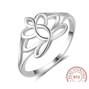 Bandringen Zomerstijl S925 Sterling Sier Ring For Women Girl Maten 6-8 Simple Lotus Fashion Jewellery Wedding Gift High Polishing Dro Dhtoi