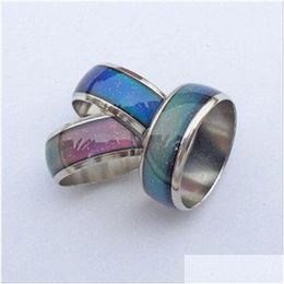 Anneaux de bande Super qualité 100 pièces couleur changeante bague d'humeur 6mm de largeur 2.6 g/pièce livraison directe bijoux Dhfy5