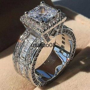 Anneaux De Bande Super Brillant Femmes Hommes Bague De Mode Exquis Argent Couleur Incrusté Zircon Pierres Anneaux De Mariage pour Femmes Bijoux De Fiançailles J230602