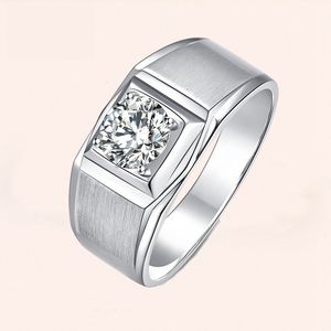 Bague en diamant en or blanc Pt950 plaqué argent sterling S925 Bague givrée simple et autoritaire pour hommes Bague de mariage en diamant Mosan 240222