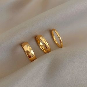 Bandringen Aanslagvrij 2 mm 4 mm 6 mm roestvrij staal 18K vergulde zilveren kleur Knuckle-ringen voor dames Minimalistische gouden ringen voor vrouwen 231024
