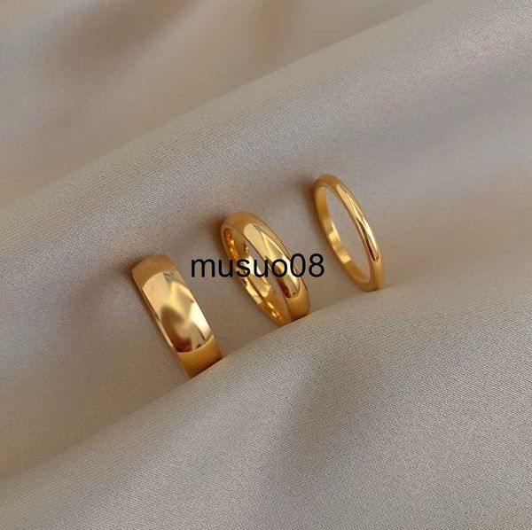 Anillos de banda sin deslustre 2 mm 4 mm 6 mm acero inoxidable chapado en oro de 18 quilates anillos de nudillos de color plateado para dama anillos de oro minimalistas para mujeres J230602