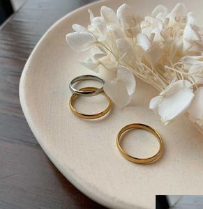 Bandringen bezoedelen kleine grote soepele gladde mannen ring op vinger vergulde 18k gouden ringen voor vrouwen roestvrijstalen sieraden druppel levering 1095434