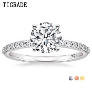 TIGRADE 925 Sterling Silver pour femme 125 CT Round Solitaire 5A Cubic Zirconia Bague de fiançailles Halo Promise Ring Taille 412 Z0327