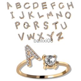 Bande Anneaux Minuscule Initiale Lettre Anneaux Pour Femmes Mode A-Z Lettre Réglable Ouvert Bague Esthétique Bijoux De Mariage Cadeau bijoux femme J230719