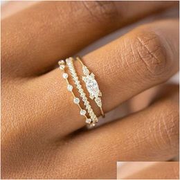 Bandringen Kleine kleine ringset voor vrouwen Goud Kleur Zirkonia Midi Vinger Bruiloft Verjaardag Sieraden Accessoires Geschenken Kar229 Dhxfy