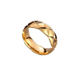 Band Ringen Titanium Roestvrij Staal Eenvoudige Ring Ruit Lijn Dikke Dunne Combinatie 6Mm Paar Drop Levering Sieraden