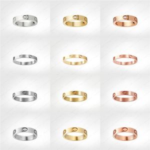 Bandringen Titanium stalen liefdesschroefring voor mannen en vrouwen - Klassieke luxe designer sieraden in goud zilver rosé plating Never Fading (320f2019)