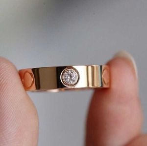 Bandringen titanium staal liefde trouwring goud vergulde zilveren ringen met diamant met stofzak