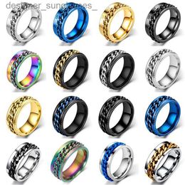 Anillos de banda Titanium acero anillos de cadena rotatables anillo de estrés para mujeres para la ansiedad