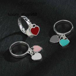 Bands Anneaux Titanium Steel Silver Love Rings Brand Imprimé coeur Double-Heart Tag Femmes Ring Designer Couple Jewelry Gift