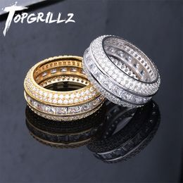 Anillos de banda TOPGRILLZ Baguette Zircon Anillo para hombre Material de cobre Encanto Oro Plata Color AAA Cubic Iced RING Moda Hip Hop Joyería 221109