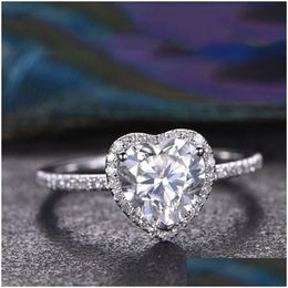 Bagues de bande à la mode cristal Zircon coeur anneaux pour femmes déclaration fiançailles bijoux de mariage cadeau livraison directe Dhgarden Otrwv