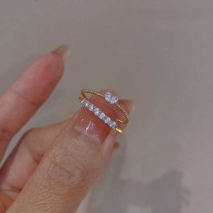 Bandringen Trendy Gold Color Open Ring Set voor vrouwen Delicate kubieke zirkon Korea -stijl Finger Ring Party sieraden 2023