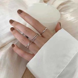 Bandringen Trendy Parallel Cross Wave Open Ring Koreaanse Fashion Simple Girl Student Rings For Women's Party Sieraden Geschenken Groothandel AA230306