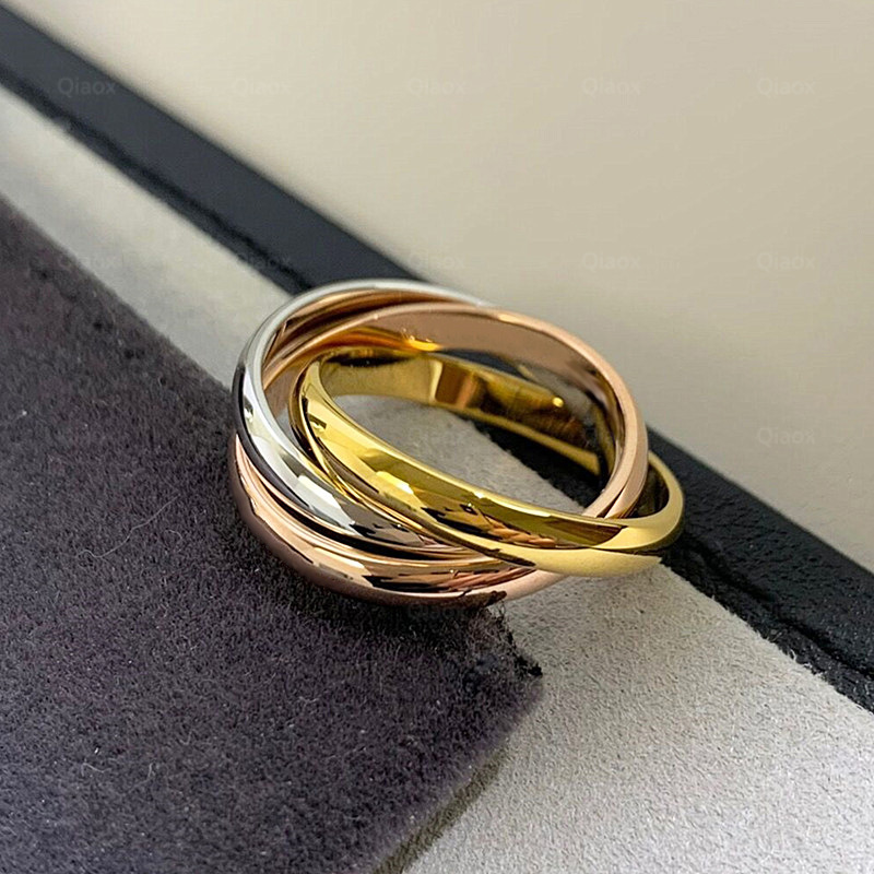 Anéis de banda anéis de anel da moda para mulheres anéis de grife de aço inoxidável anel de anel dourado prata rosa preto tricíclico jóias de jóias de jóias masculinas por atacado