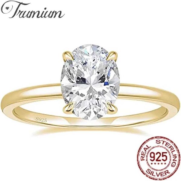 Anneaux de bande Trumium 3CT 925 Anneau de fiançailles en argent sterling Carte de coupe ovale zirconi le mariage ring