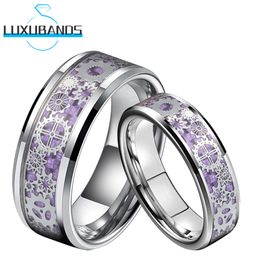 Anillos de banda tungsten anillo de pareja de bodas para hombres en equipo de borde biselado de borde púrpura de carbono azul oscuro incrustación pulida comodidad de comodidad 230816