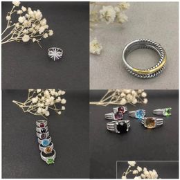 Bands anneaux Twisted Vintage Designer For Women Gift Diamonds 925 Sterling Sier Ring Men Personnalized 14K Gold Plating Engagemen Oty5u