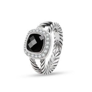 Band Ringen Twisted Wire Prismatic Black Womens Fashion Sier Plated Micro Diamonds Trendy Veelzijdige Styles Drop Delivery Sieraden Ring Dhxng