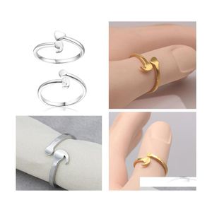 Anillos de banda Diseño único Corazón Punto y coma Anillo de acero inoxidable para hombres Mujeres Pareja Apertura Ajustable Joyería de moda Regalos Drop Deli DHBWP