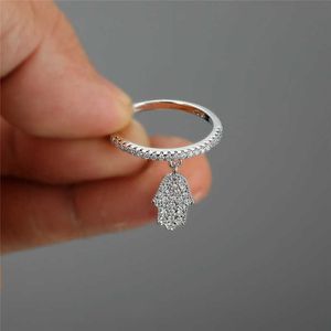 Anneaux De Bande Unique Femme Petite Bague À La Main Boho Argent Couleur Bague De Fiançailles De Mariée Vintage Zircon Pierre Bijoux De Mariage Anneaux Pour Les Femmes G230213