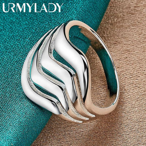 Anillos de banda URMYLADY 925 plata esterlina ondulado suave 6-10 # anillo para mujer boda compromiso moda encanto joyería P230411