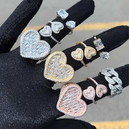 Bandringt US -maat 6 7 8 9 Topkwaliteit 5a CZ Hartvormige vrouwen vingerring Iced Out Bling Hip Hop vrouwelijke sieraden J230517