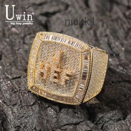 Band ringen Uwin aangepaste naam 1-9 letters volledige Iced Out Cubic Zirconia Championship Ring gepersonaliseerde hiphop sieraden 230715 H2L9