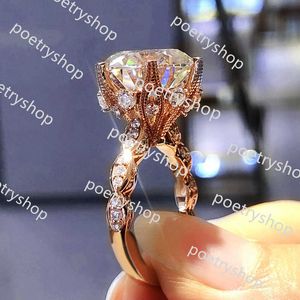 Bagues de bande Victoria Top Vente Anneaux De Mariage Ins Top Vente Bijoux De Luxe 925 En Argent Sterling Rose Or Remplissage Rond Coupe Blanc 5A Zircon Cubique CZ Diamant Femmes Bague De Mariée