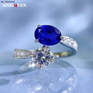 Bandringen Vintage 100 925 Real Silver 68mm Sapphire Lab Diamond ringen voor vrouwen edelsteen trouwband feest fijne sieraden verjaardagscadeau j230522