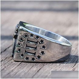 Bandringen vintage 1776 Onafhankelijkheidsdag ring zware suiker 14k gouden cowboy mannen dubbele kanonnen punk gotische heren fietser sieraden drop levering dhmla