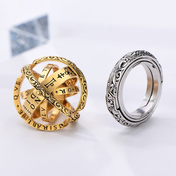 Anneaux de bande Vintage anneaux de boule astronomique pour femmes hommes complexe créatif rotatif cosmique bague bijoux jz516