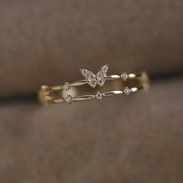 Anneaux de bande Vintage papillon cristal Zircon anneaux pour femmes ouvert réglable Animal anneau petite amie saint valentin cadeau bijoux de mariage