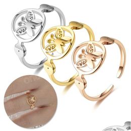 Band Ringen Vintage Vlinder Vinger Ring Voor Vrouwen Mannen Minnaar Paar Open Manchet Engagement Verstelbare Sieraden Gift Drop Lever Dhpcw