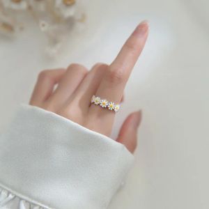 Bandringen Vintage Daisy Flower For Women Koreaanse stijl Verstelbare Opening Finger Ring Bruid Engagement Statement Sieraden GIF Drop Deli Otxi99