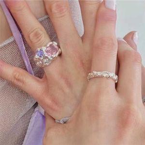 Bandringen Vintage Prachtige kleurrijke Moonstone Rhinestone Rings For Women Girlfriend Kroan Irregular Lava Ring 2022 Trend Party Sieraden G230213