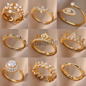 Anneaux De Bande Vintage Géométrie Anneaux Élégant Ouvert Zircon Princesse Couronne Cross Eye Knuckle Bague Goth Anniversaire Bijoux De Mariage Cadeau Bague J230719