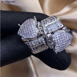 Anneaux de bande Vintage en forme de coeur Promise Ring Diamant simulé cz 925 Sterling Silver Engagement Wedding Band Anneaux pour femmes hommes Bijoux J230522